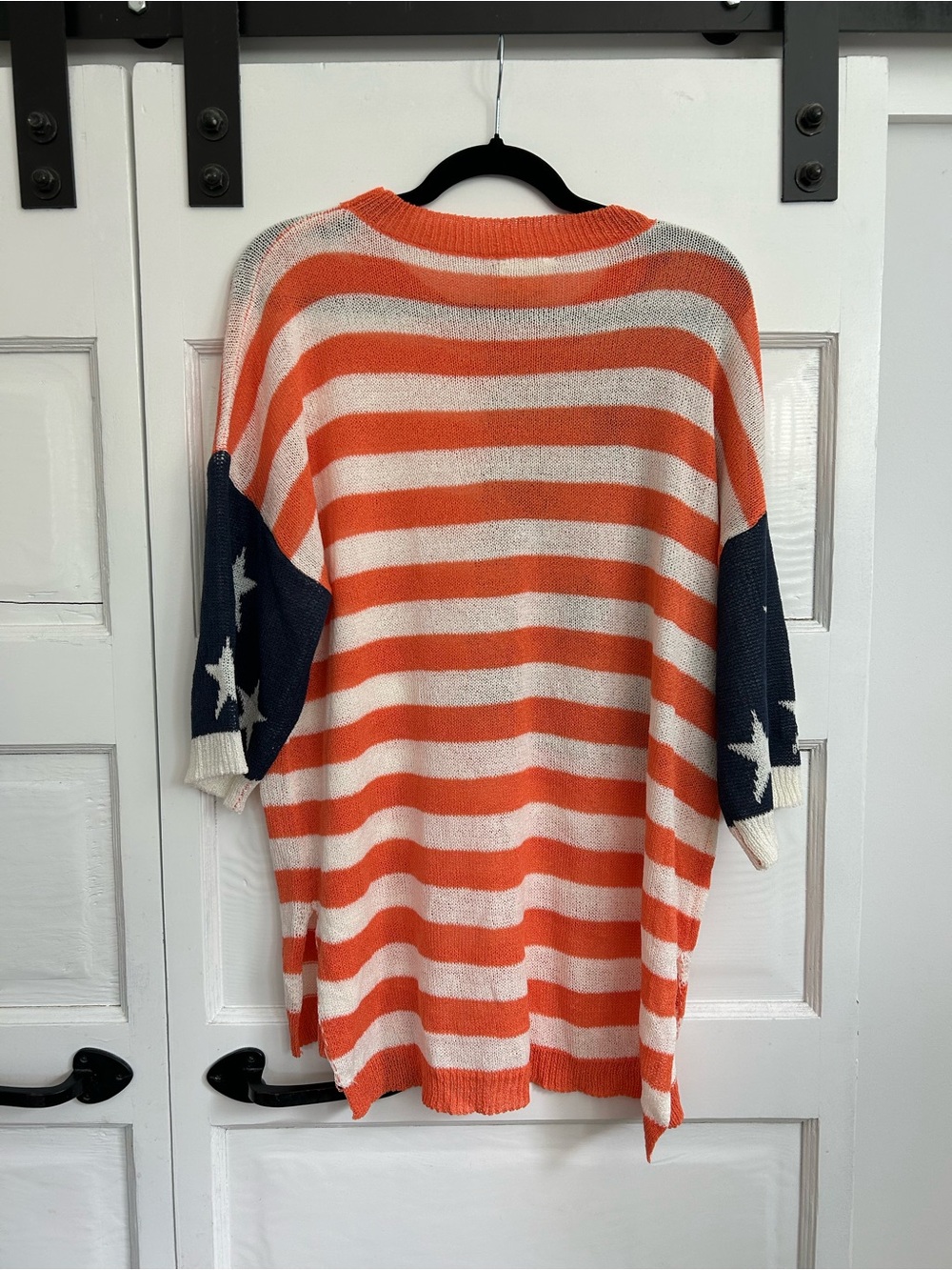 BiBi Striped Knit Sweater in Orange, Navy & White - Picture 3 of 3